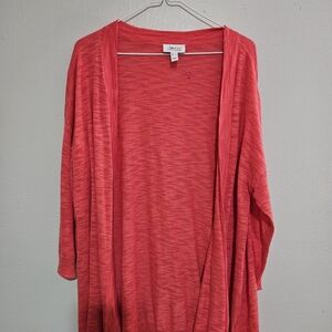 Ladies D& Co Soft Coral Open-Front Lightweight Cardigan Size Large